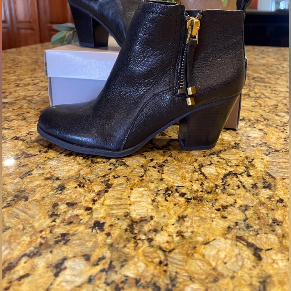 Leather black ankle boots